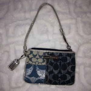 NWOT Vintage Coach Poppy Denim Patchwork Wristlet